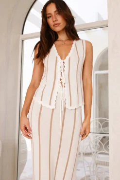Fashion Tops And Vests|Cropped>Hello Molly Acacia Knit Vest Top Beige