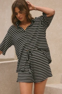 Two-Piece Shorts Set>Hello Molly Across Oceans Set Black