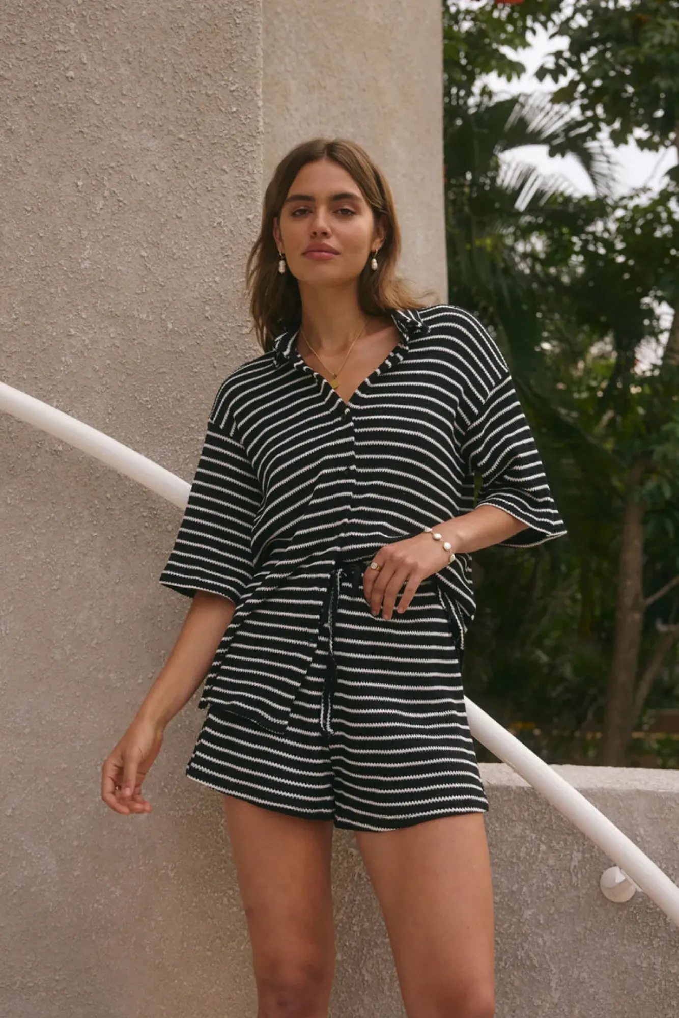 Two-Piece Shorts Set>Hello Molly Across Oceans Set Black