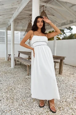 Vacation Dresses|Brunch Dresses>Hello Molly Across The River Maxi Dress White