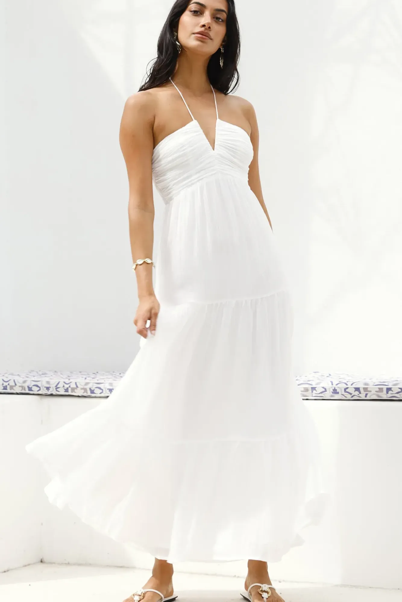Vacation Dresses|Date Night Dresses>Hello Molly Adorations Maxi Dress White