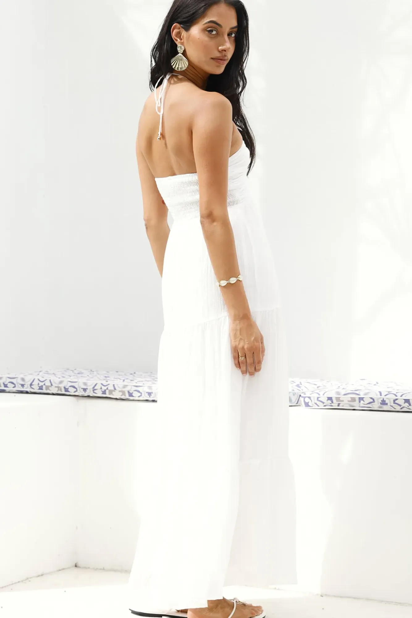 Vacation Dresses|Date Night Dresses>Hello Molly Adorations Maxi Dress White