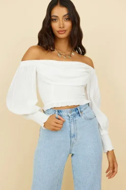 Long Sleeve|Cropped>Hello Molly Afternoon Bliss Crop Top White