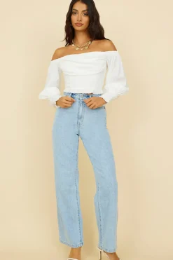 Long Sleeve|Cropped>Hello Molly Afternoon Bliss Crop Top White