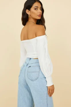 Long Sleeve|Cropped>Hello Molly Afternoon Bliss Crop Top White