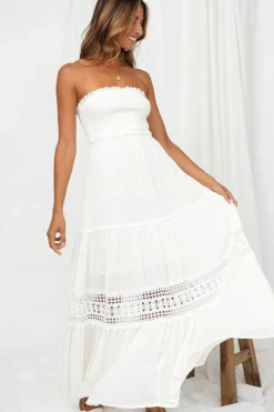 Spring Break Dresses|Bump Friendly>Hello Molly Agatha Maxi Dress White