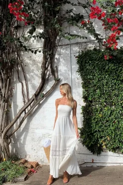 Spring Break Dresses|Bump Friendly>Hello Molly Agatha Maxi Dress White