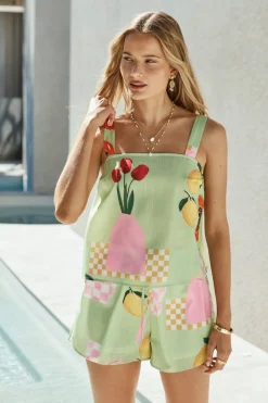 Two-Piece Shorts Set>Hello Molly Al Fresco Set Green