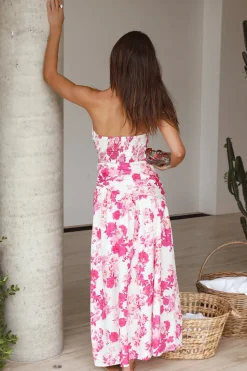 Cocktail Dresses|Brunch Dresses>Hello Molly All About You Strapless Maxi Dress Pink