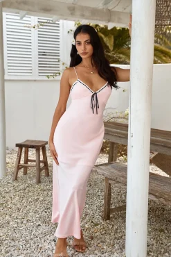 Date Night Dresses|Brunch Dresses>Hello Molly All Yours Satin Maxi Dress Pink