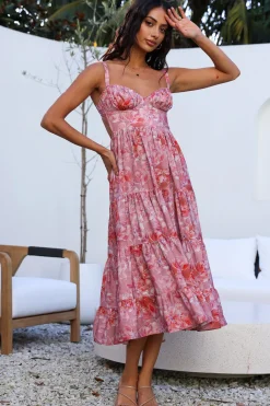 Cocktail Dresses|Casual Dresses>Hello Molly Always On My Mind Midi Dress Pink