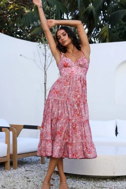 Cocktail Dresses|Casual Dresses>Hello Molly Always On My Mind Midi Dress Pink