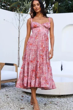 Cocktail Dresses|Casual Dresses>Hello Molly Always On My Mind Midi Dress Pink