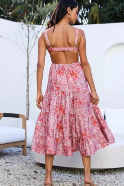 Cocktail Dresses|Casual Dresses>Hello Molly Always On My Mind Midi Dress Pink