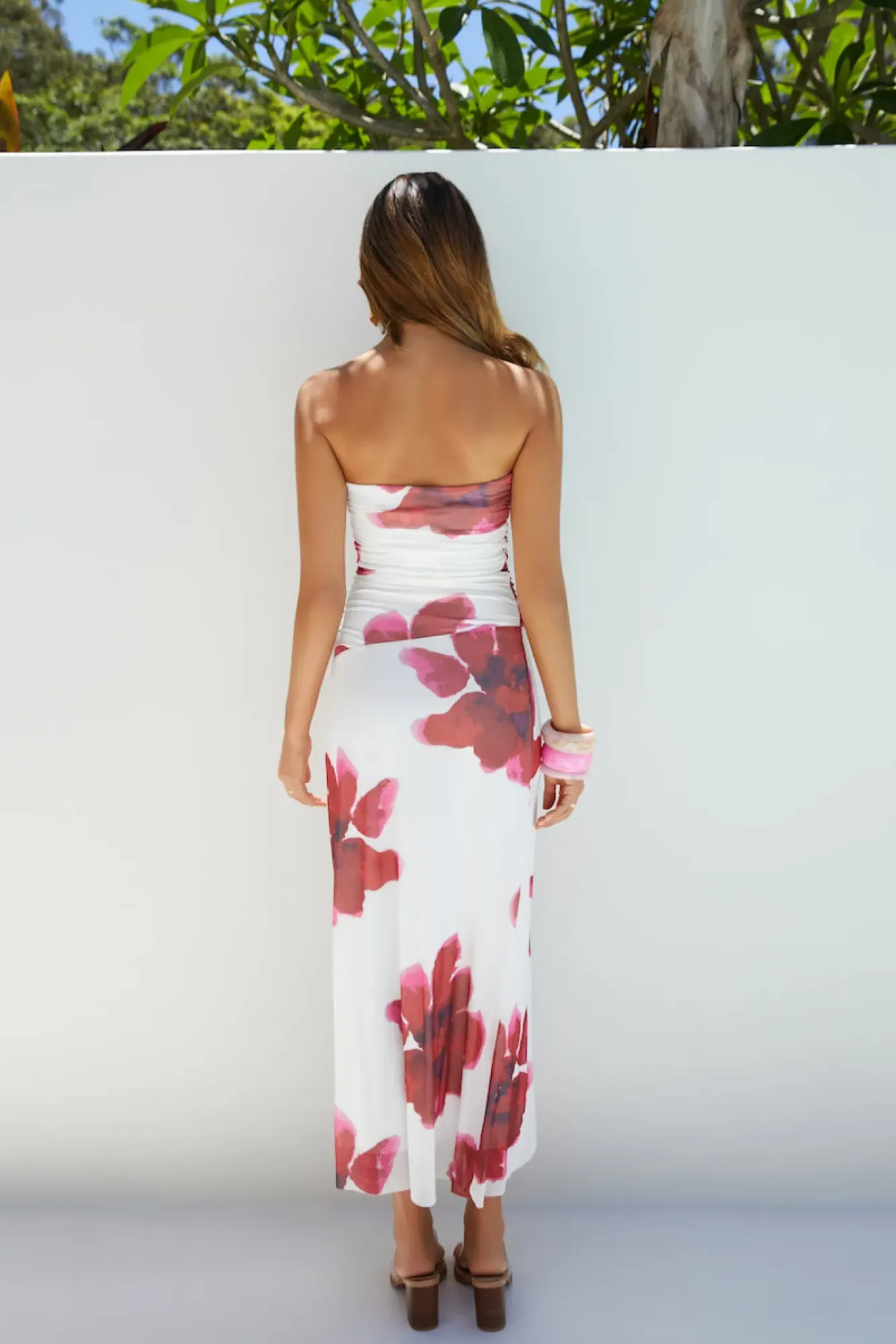 Wedding Guest Dresses|Cocktail Dresses>Hello Molly Amara Bloom Strapless Midi Dress Red