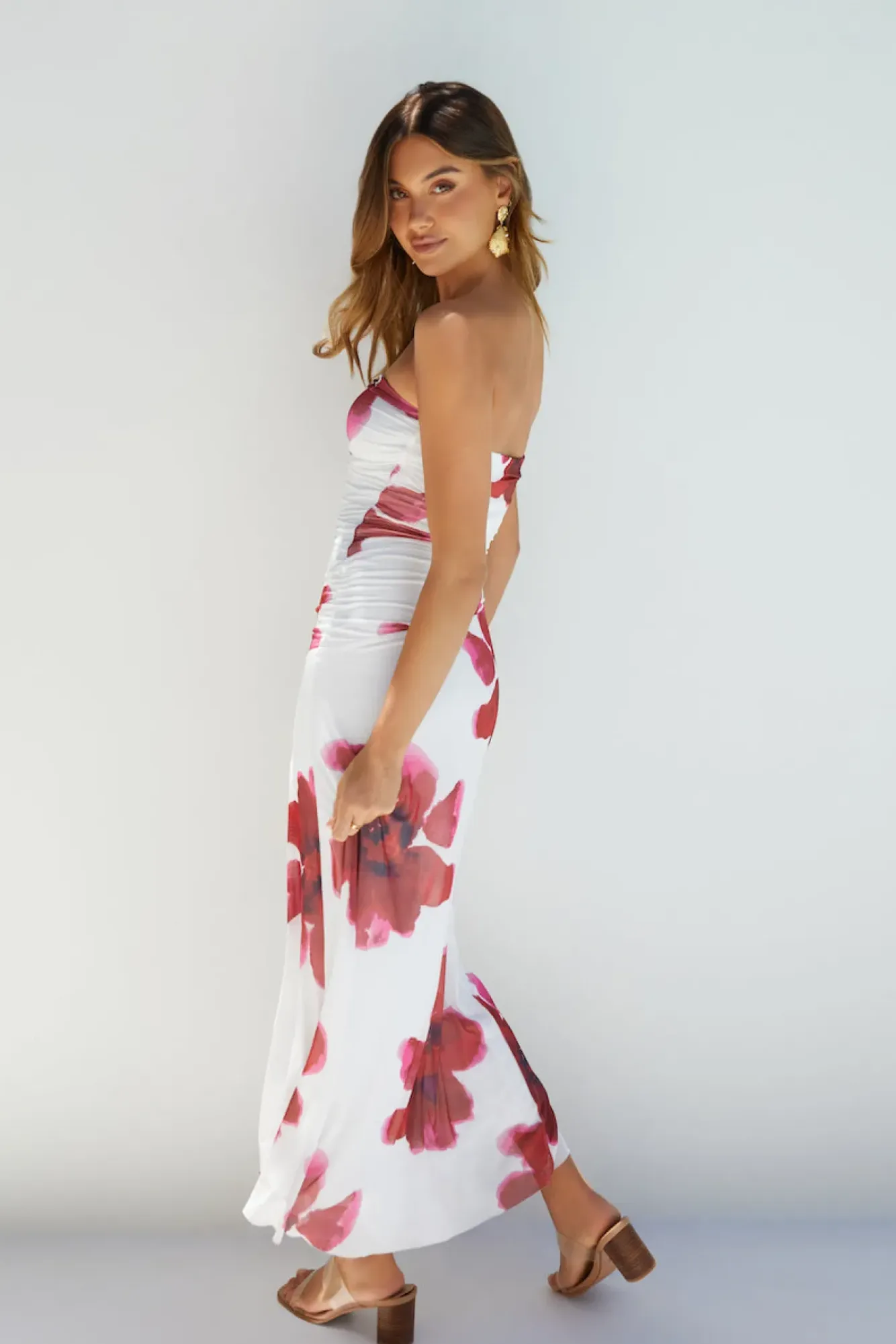 Wedding Guest Dresses|Cocktail Dresses>Hello Molly Amara Bloom Strapless Midi Dress Red