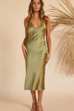 Cocktail Dresses|Bridesmaid Dresses>Hello Molly Amaryllis Midi Dress Green