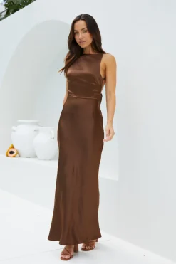 Formal Dresses|Cocktail Dresses>Hello Molly Amber Glow Maxi Dress Brown