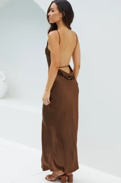 Formal Dresses|Cocktail Dresses>Hello Molly Amber Glow Maxi Dress Brown