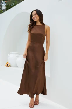 Formal Dresses|Cocktail Dresses>Hello Molly Amber Glow Maxi Dress Brown