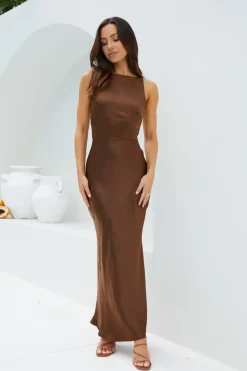 Formal Dresses|Cocktail Dresses>Hello Molly Amber Glow Maxi Dress Brown