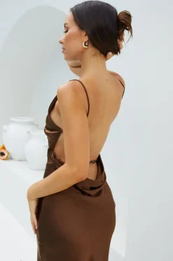 Formal Dresses|Cocktail Dresses>Hello Molly Amber Glow Maxi Dress Brown