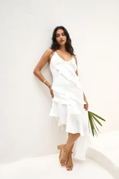Cocktail Dresses|White Dresses>Hello Molly Angelic Energy Halter Maxi Dress White