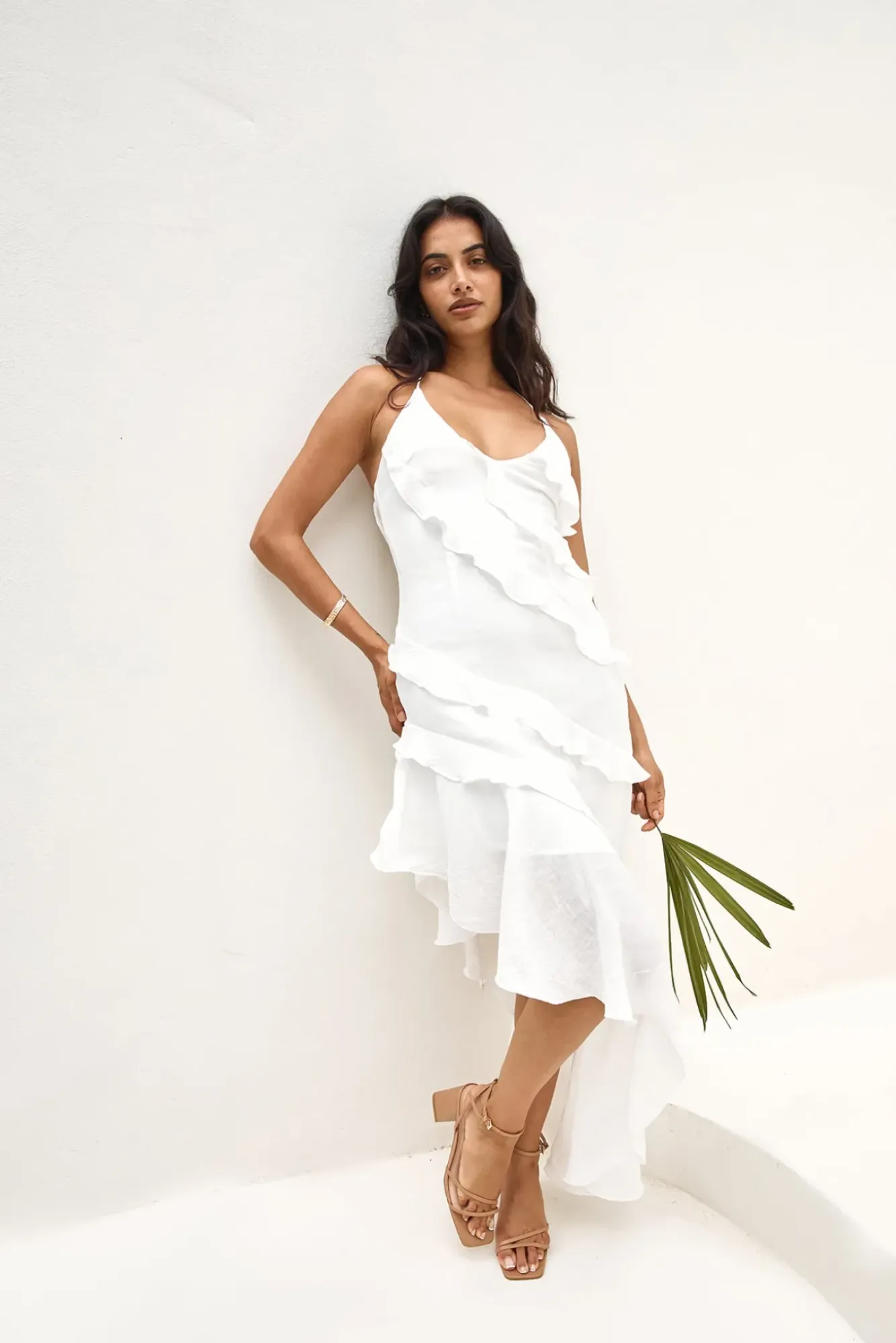 Cocktail Dresses|White Dresses>Hello Molly Angelic Energy Halter Maxi Dress White