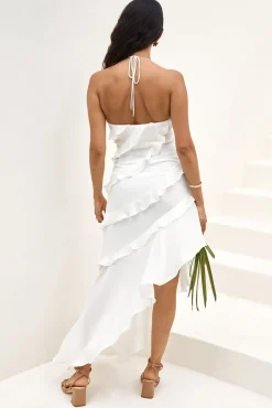 Cocktail Dresses|White Dresses>Hello Molly Angelic Energy Halter Maxi Dress White