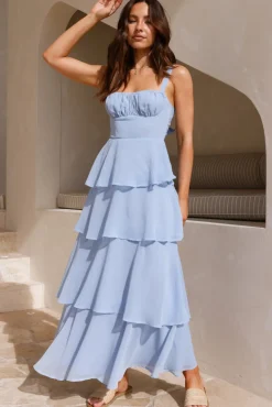 Wedding Guest Dresses|Cocktail Dresses>Hello Molly Angels Trumpet Maxi Dress Blue