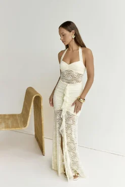 Wedding Guest Dresses|Formal Dresses>RUNAWAY THE LABEL Annika Maxi Dress Lemon