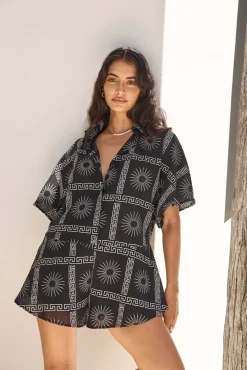Rompers>Hello Molly Aquarius Moon Romper Black