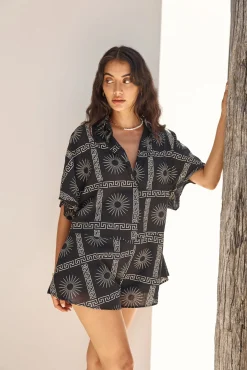 Rompers>Hello Molly Aquarius Moon Romper Black
