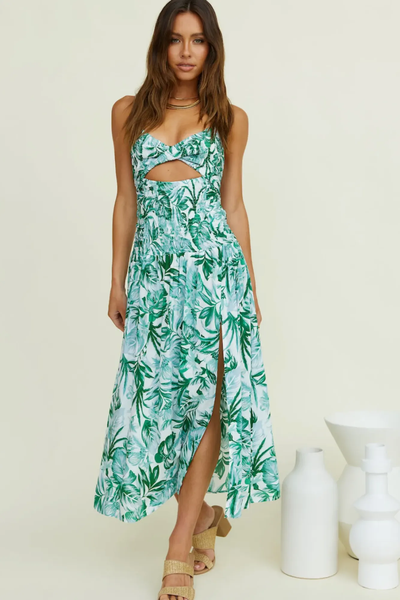 Spring Break Dresses|Casual Dresses>Hello Molly Araceae Maxi Dress Green