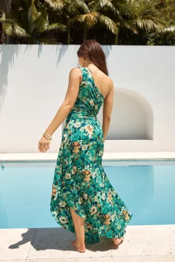 Wedding Guest Dresses|Cocktail Dresses>Hello Molly Aranya One Shoulder Maxi Dress Green