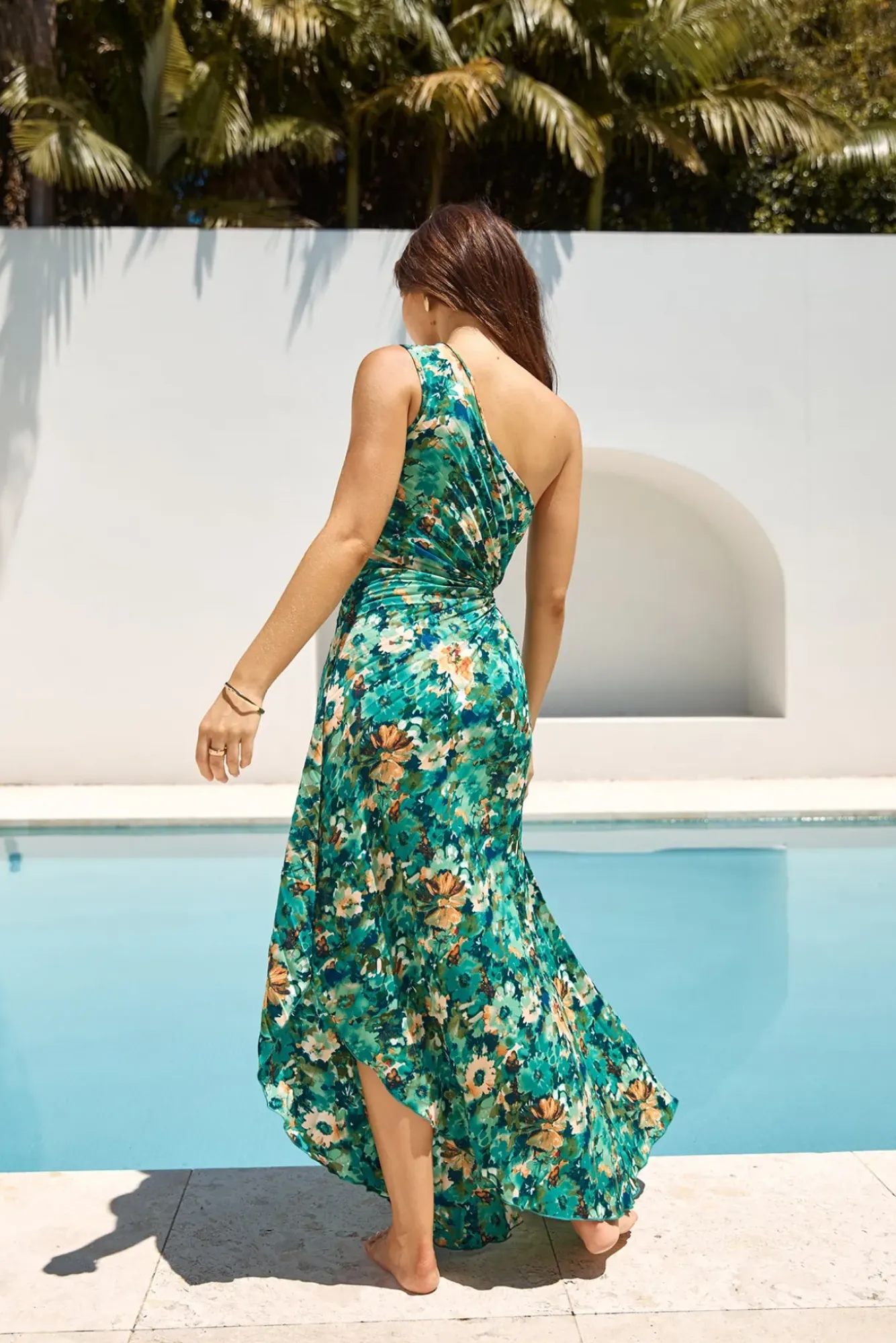 Wedding Guest Dresses|Cocktail Dresses>Hello Molly Aranya One Shoulder Maxi Dress Green