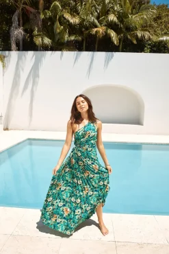 Wedding Guest Dresses|Cocktail Dresses>Hello Molly Aranya One Shoulder Maxi Dress Green