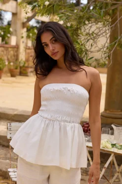 Strapless|Cropped>Hello Molly Aria Top White