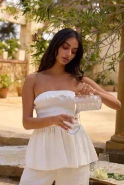 Strapless|Cropped>Hello Molly Aria Top White