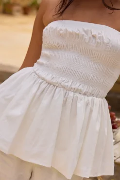 Strapless|Cropped>Hello Molly Aria Top White