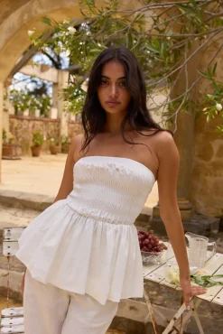 Strapless|Cropped>Hello Molly Aria Top White