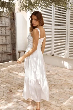 Vacation Dresses|Spring Break Dresses>Hello Molly Around The Globe Midi Dress White