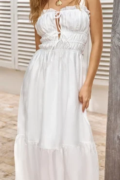 Vacation Dresses|Spring Break Dresses>Hello Molly Around The Globe Midi Dress White