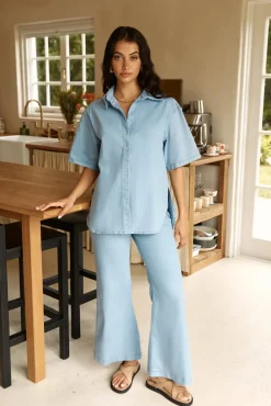 Two-Piece Pants Set>Hello Molly Around Town Set Blue