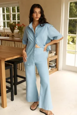 Two-Piece Pants Set>Hello Molly Around Town Set Blue