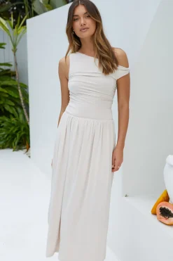 Formal Dresses|Cocktail Dresses>Hello Molly Aulani Robyne Midi Dress Sand