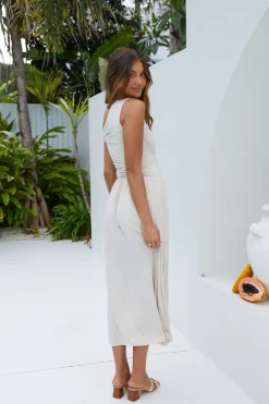 Formal Dresses|Cocktail Dresses>Hello Molly Aulani Robyne Midi Dress Sand