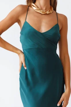Formal Dresses|Cocktail Dresses>Hello Molly Autumn Valley Midi Dress Forest Green