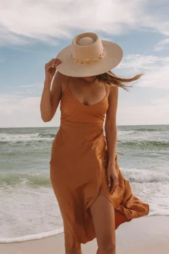Formal Dresses|Cocktail Dresses>Hello Molly Autumn Valley Midi Dress Orange