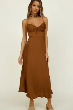 Maxi Dresses>Hello Molly Awakenings Maxi Dress Brown